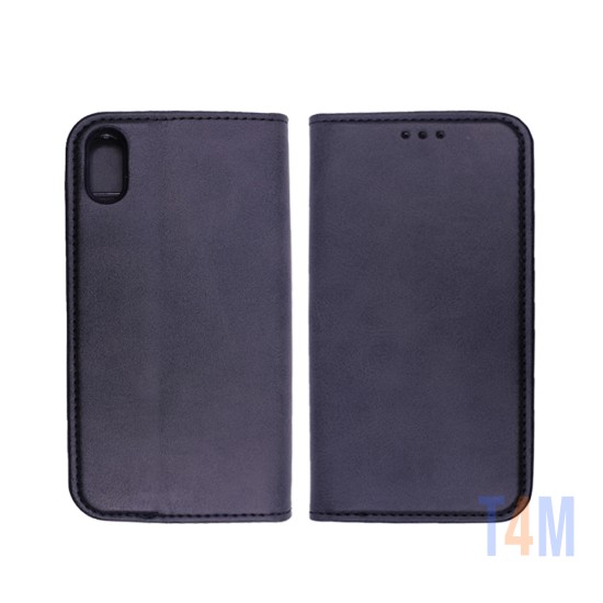 Funda Abatible de Cuero con Bolsillo Interno para Apple iPhone XR Negro